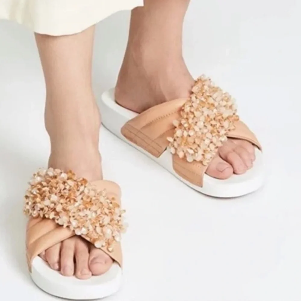 Tory Burch Logan Embellished Slides - Picture 3 of 6